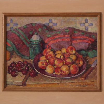 Bodegón con cerezas y albaricoques | Óleo sobre tabla | 37x30