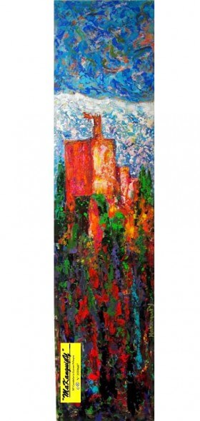 10. Alhambra sobre la tierra roja. Makanguipy. Acrílicos sobre tabla DM. 120x29 cm. 900 euros